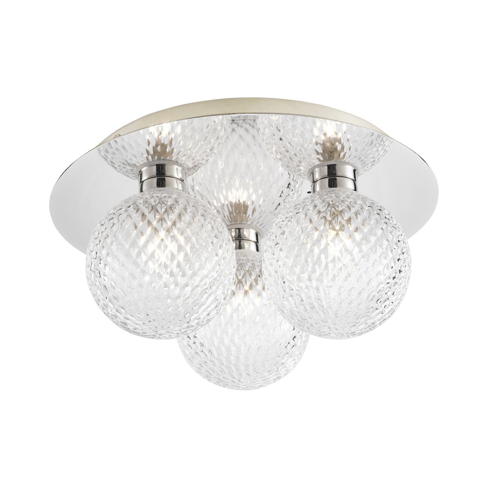 Prague 3lt Flush Bathroom Light Polished Chrome/Satin Brass Glass IP44 G9