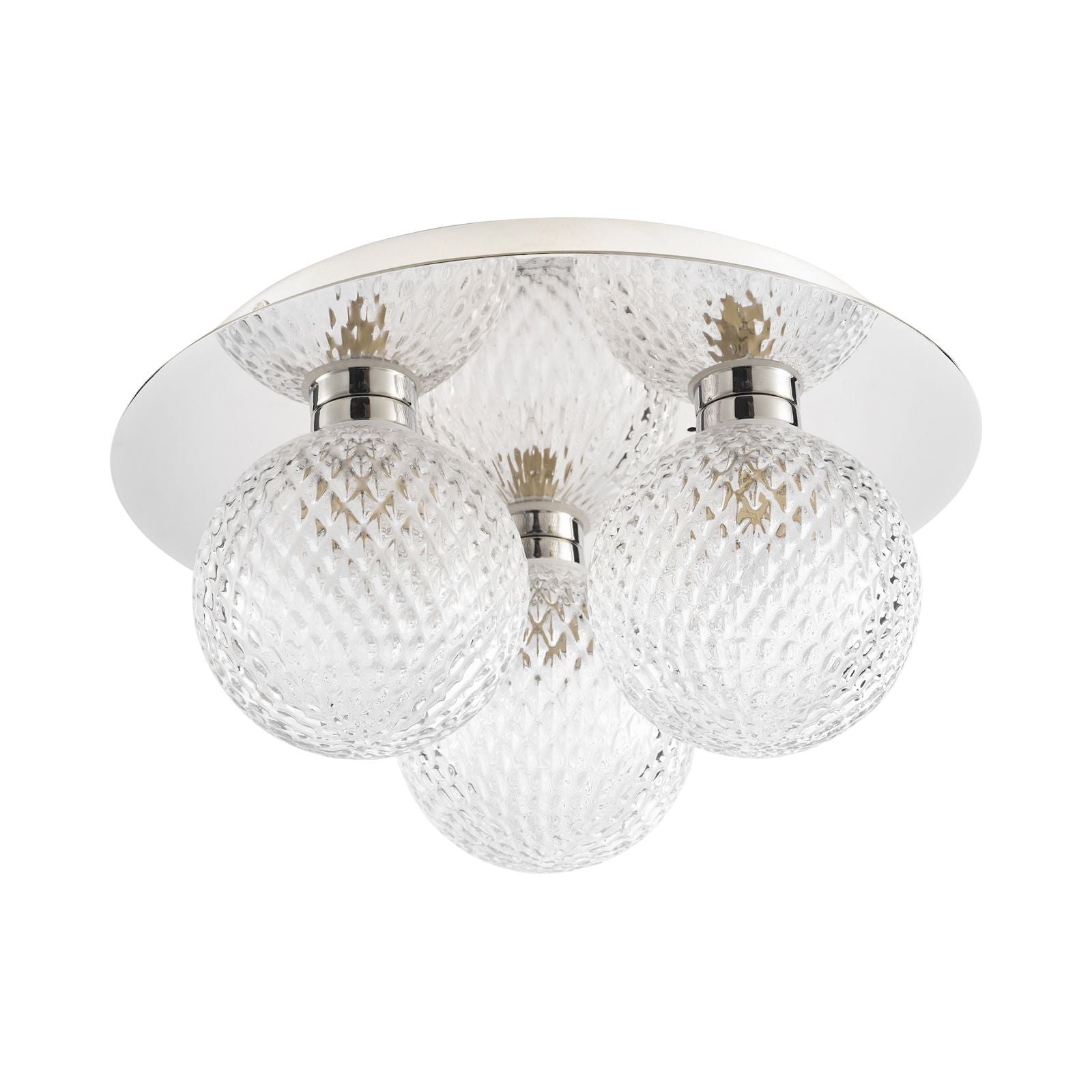 Prague 3lt Flush Bathroom Light Polished Chrome/Satin Brass Glass IP44 G9