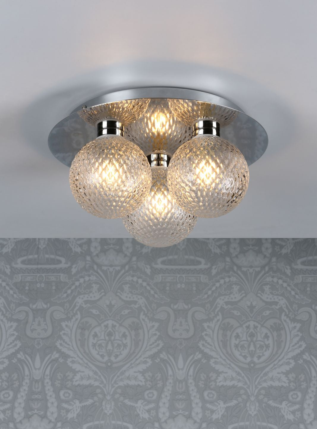 Prague 3lt Flush Bathroom Light Polished Chrome/Satin Brass Glass IP44 G9