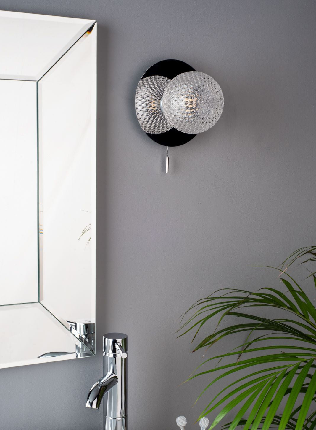 Prague Bathroom Wall Light Polished Chrome/Satin Brass Glass IP44 G9