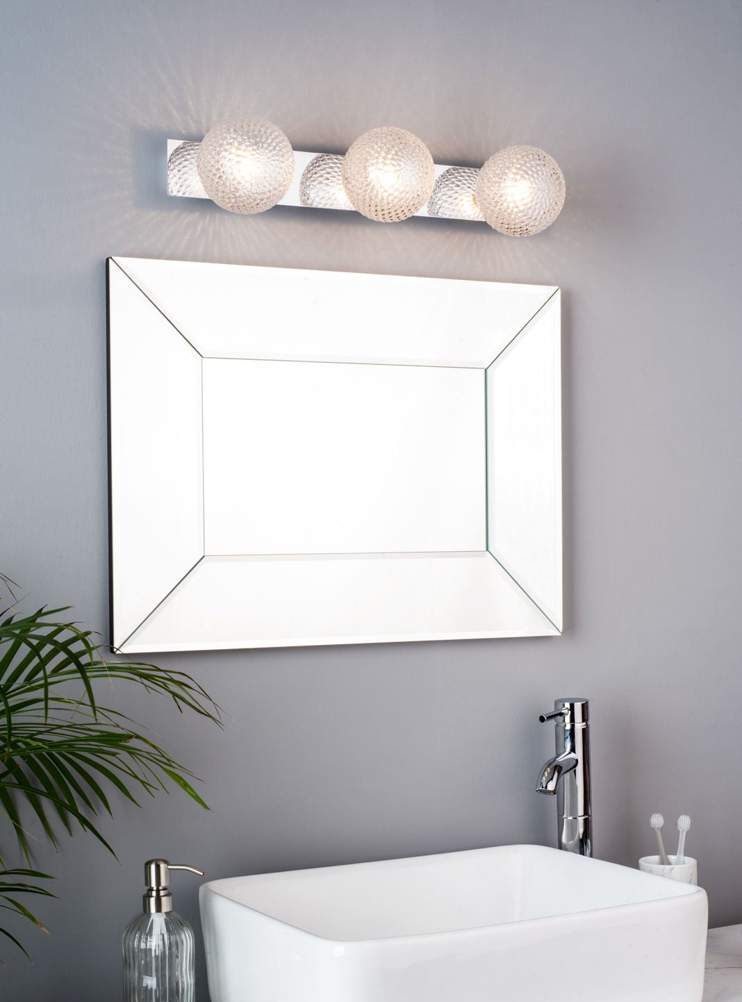 Prague 3lt Bathroom Wall Light Polished Chrome/Satin Brass Glass IP44 G9