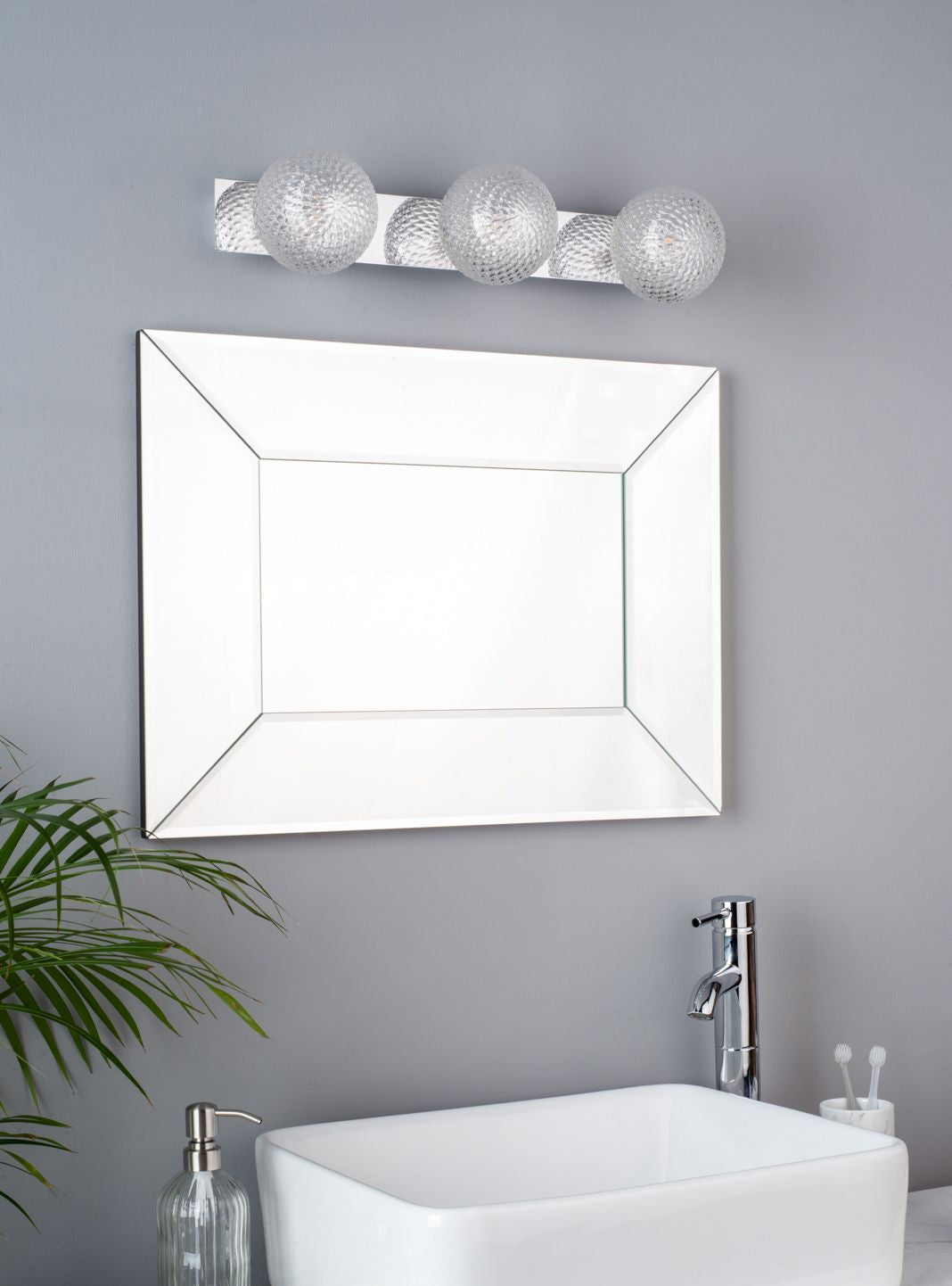 Prague 3lt Bathroom Wall Light Polished Chrome/Satin Brass Glass IP44 G9