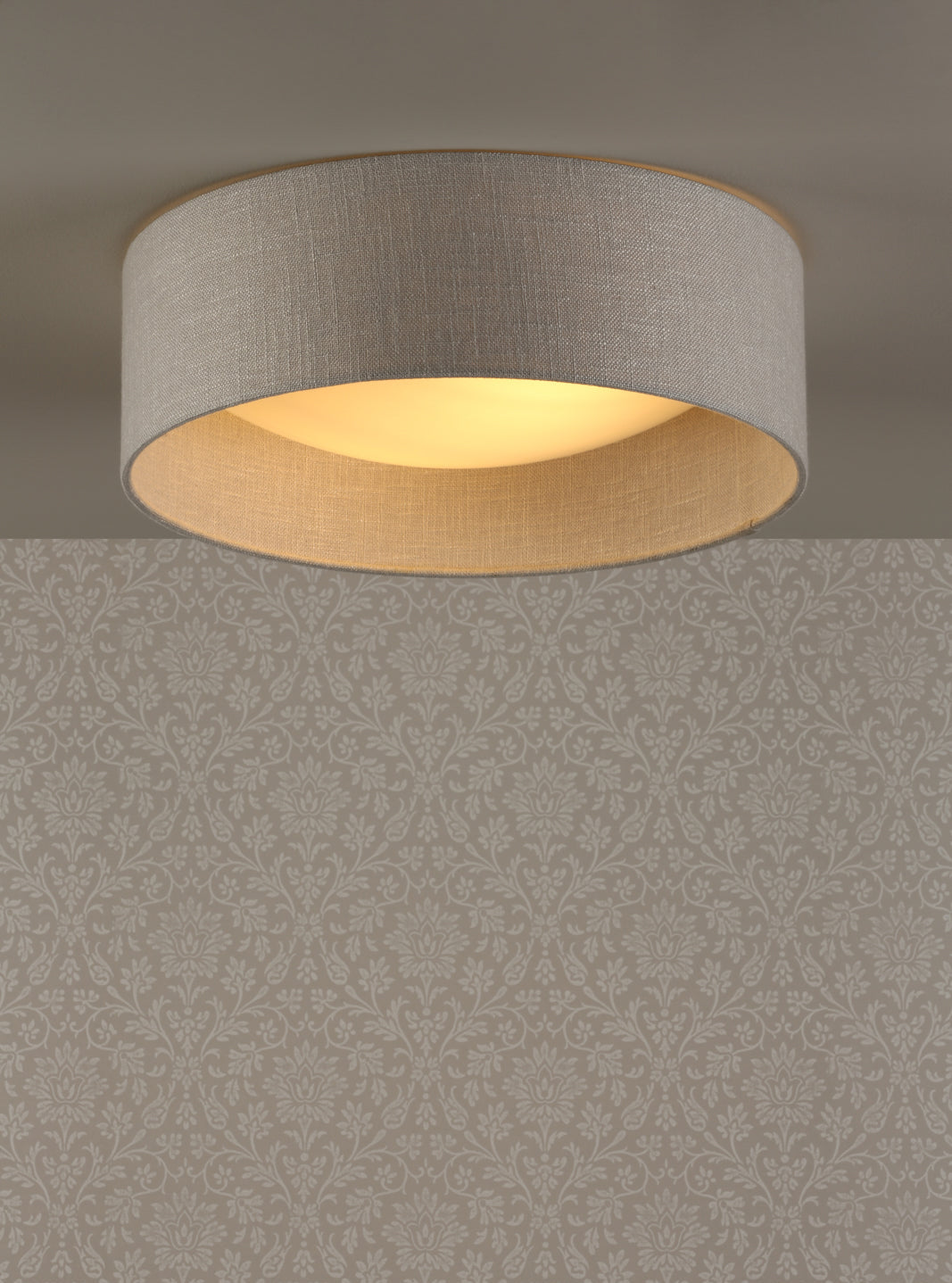 Bacall 2 Light Flush Natural/Silver Shade E27