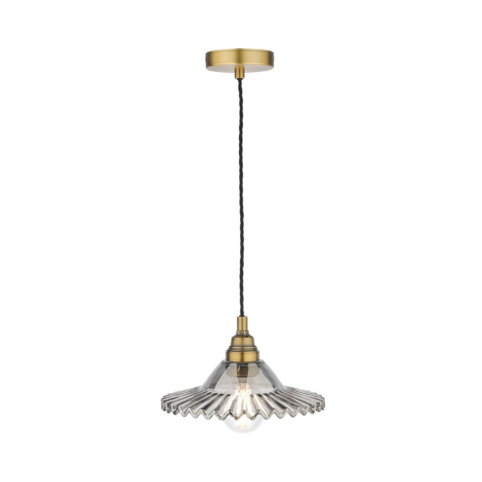 Pippa Pendant Aged Brass Smoked Glass