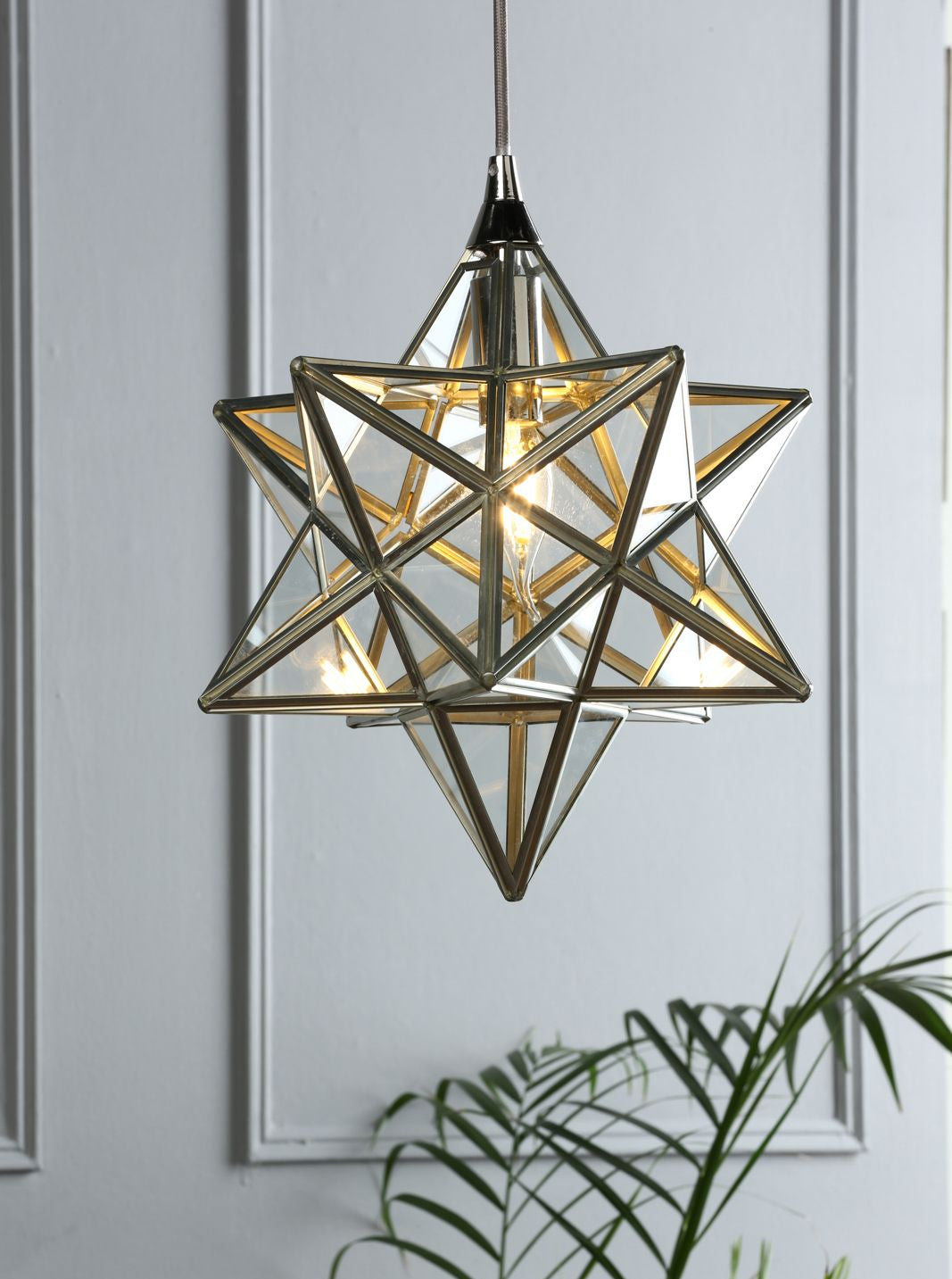 Star Pendant Silver Glass- Small/ Large