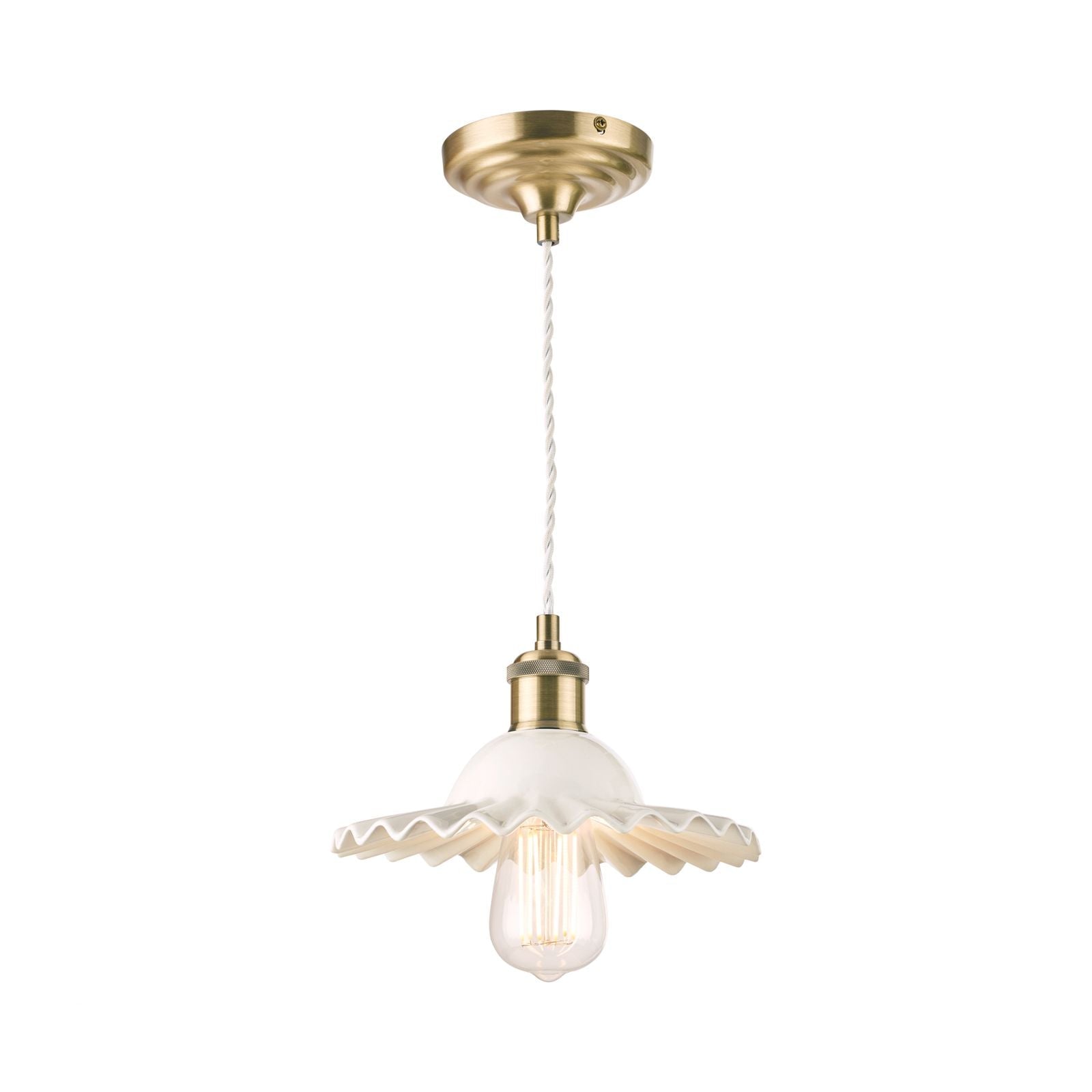 Beca Small/ Large Pendant White Ceramic Antique Brass