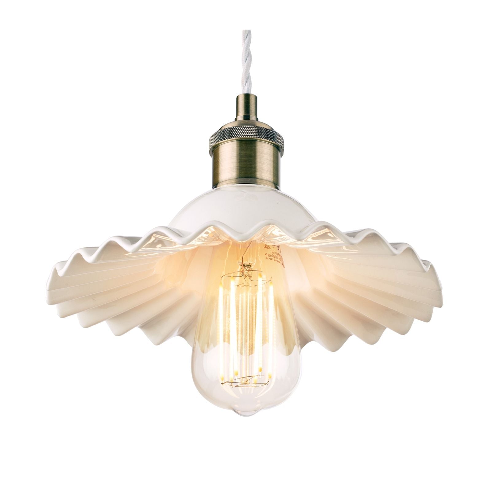 Beca Small/ Large Pendant White Ceramic Antique Brass