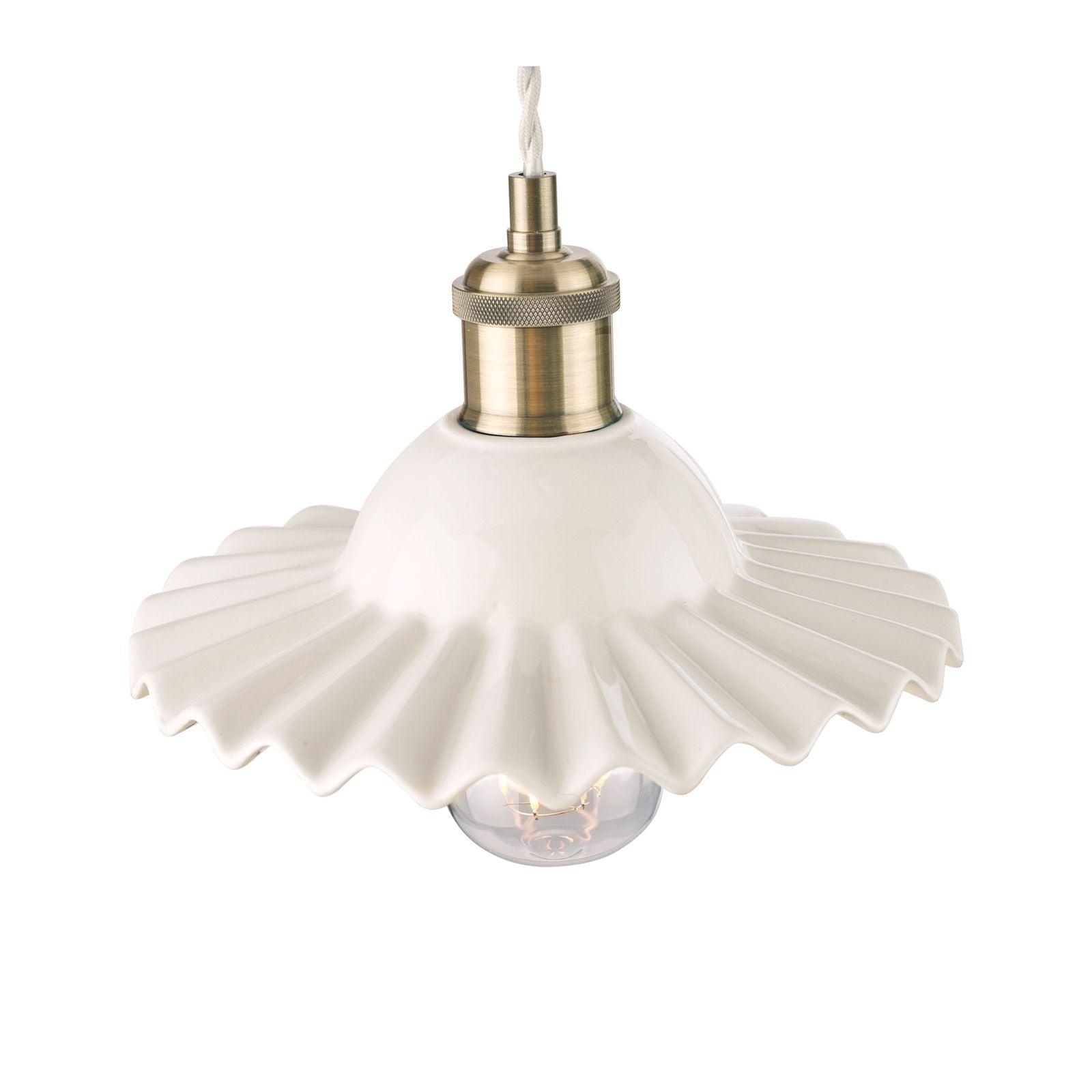 Beca Small/ Large Pendant White Ceramic Antique Brass