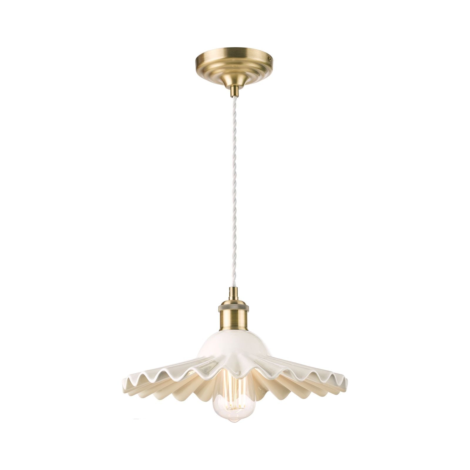 Beca Small/ Large Pendant White Ceramic Antique Brass