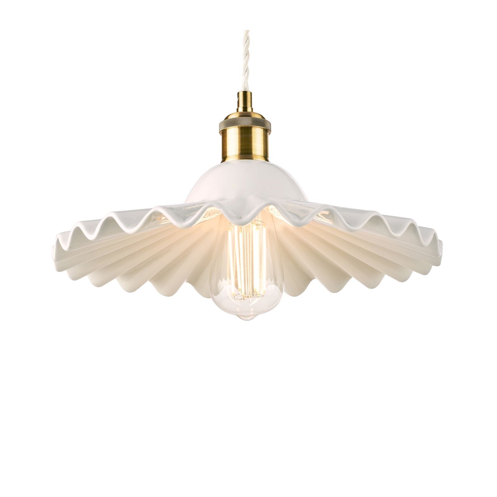 Beca Small/ Large Pendant White Ceramic Antique Brass