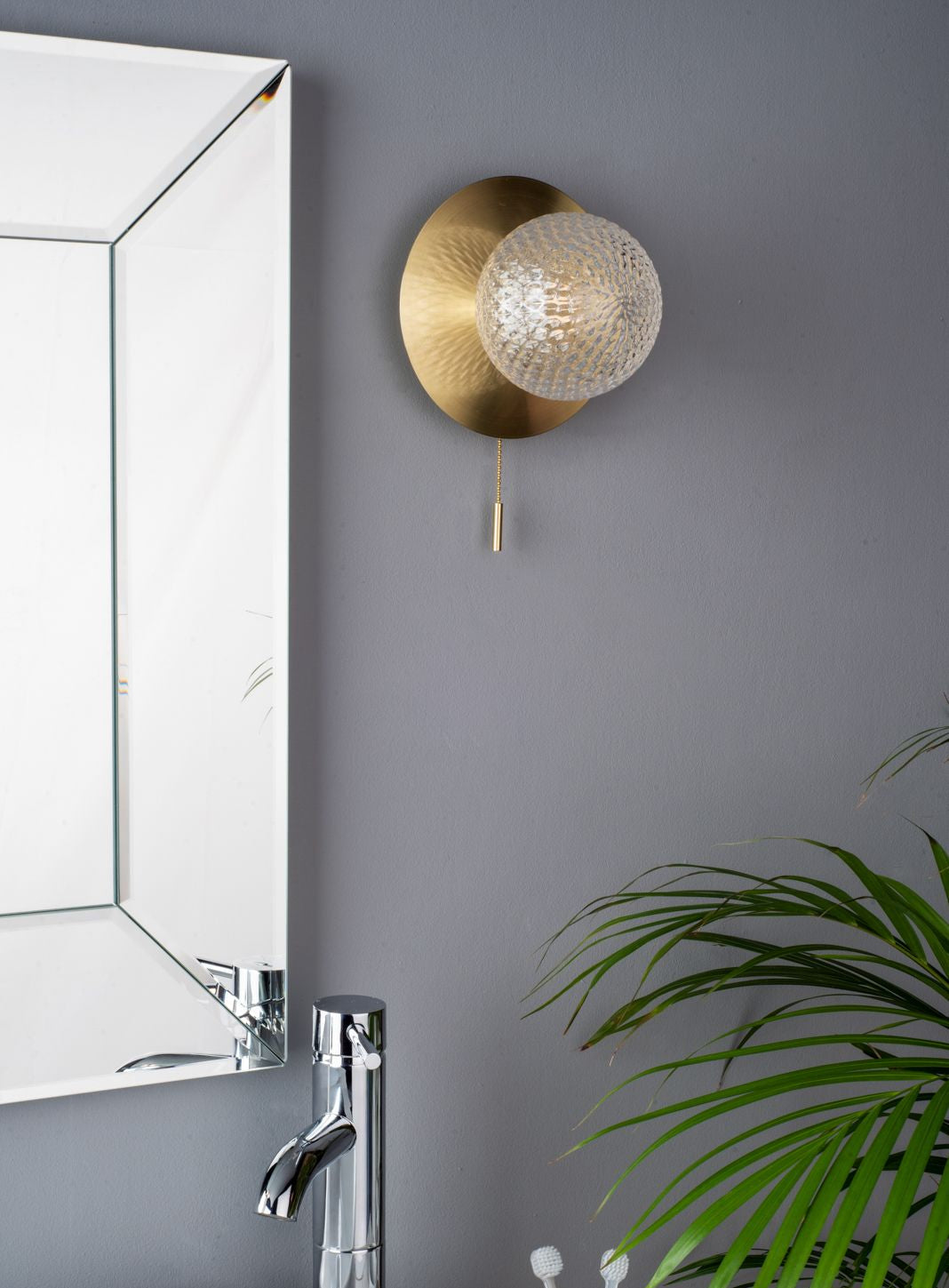 Prague Bathroom Wall Light Polished Chrome/Satin Brass Glass IP44 G9