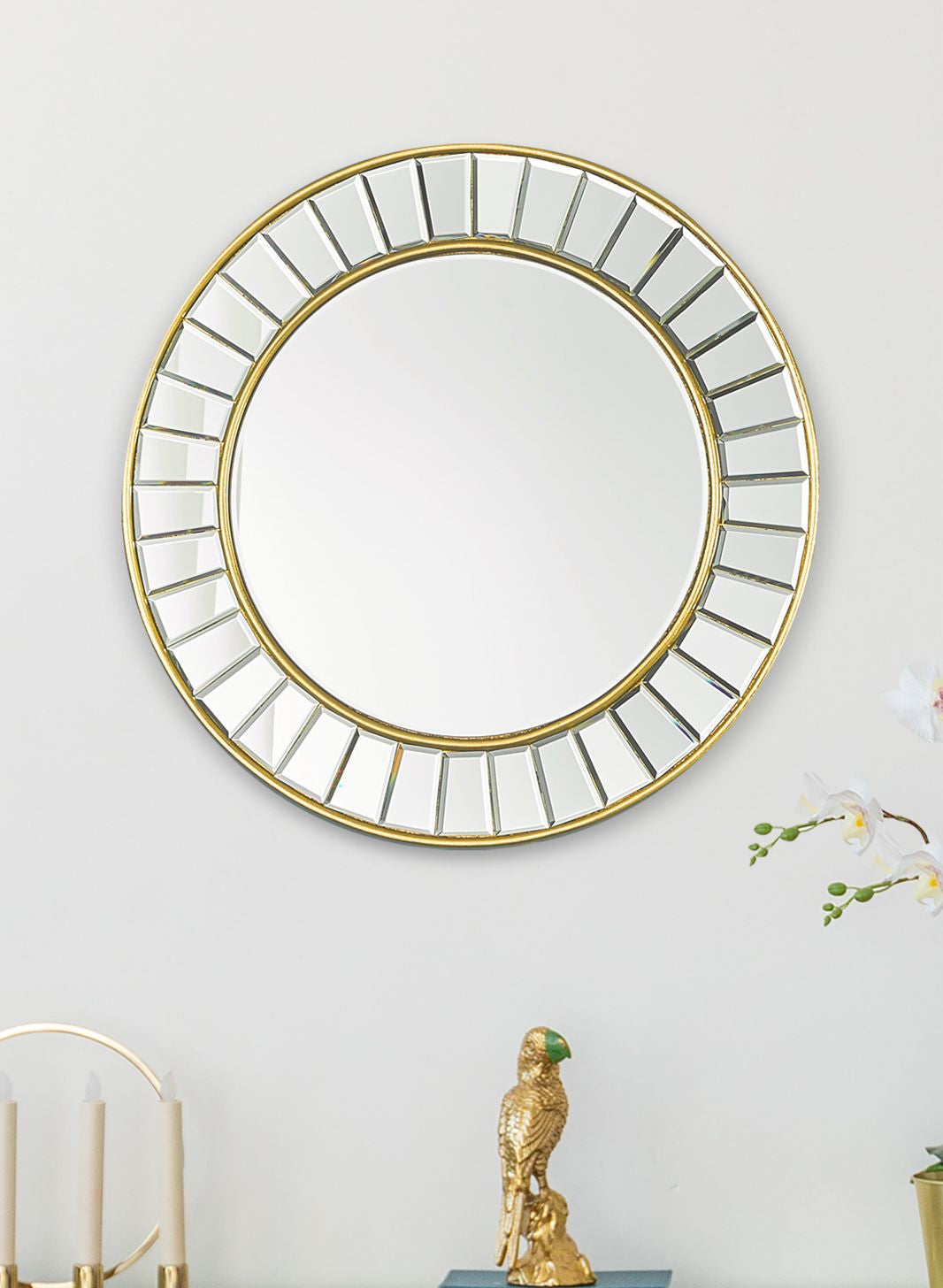 Clemence Round Mirror Gold Leaf - Small and Medium