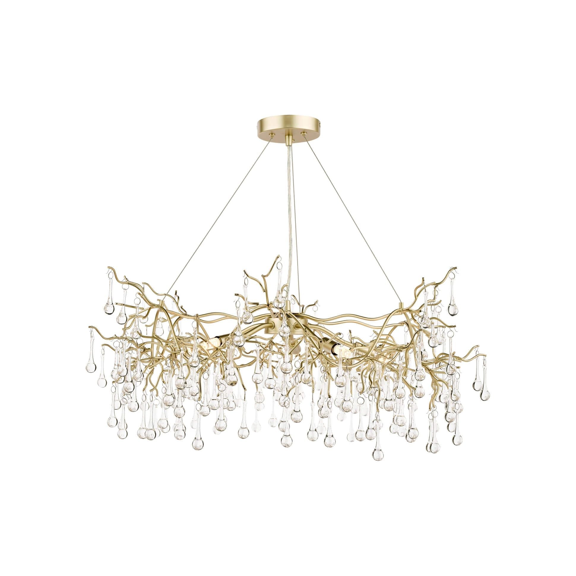 Willow 3/5 Light Pendant Satin Pewter and Crystal
