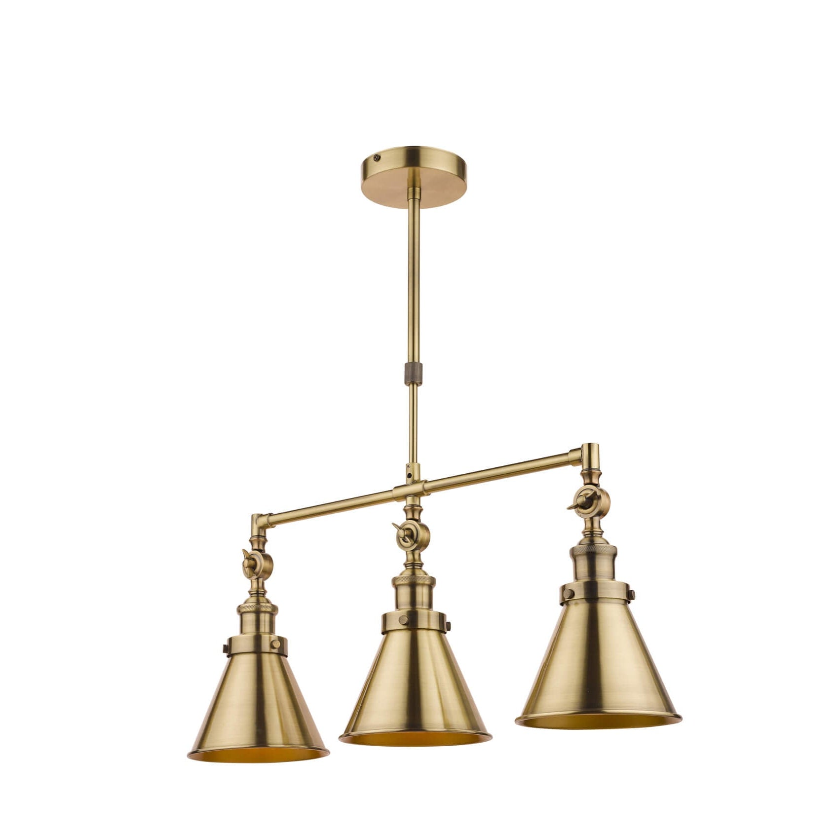 Rufus 3lt Bar Pendant Antique Brass E27