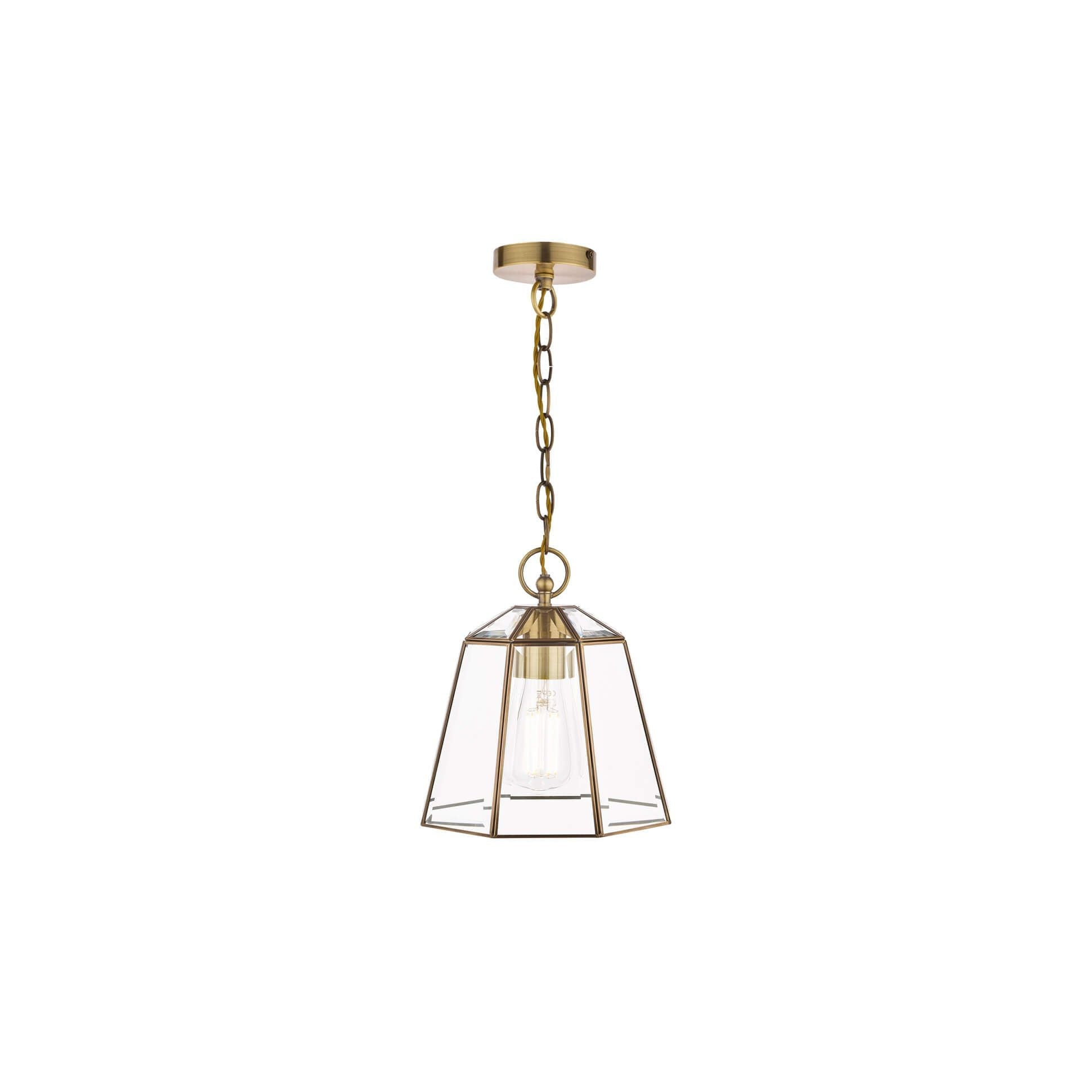 Clayton Pendant- Polished Silver/ Antique Brass Glass