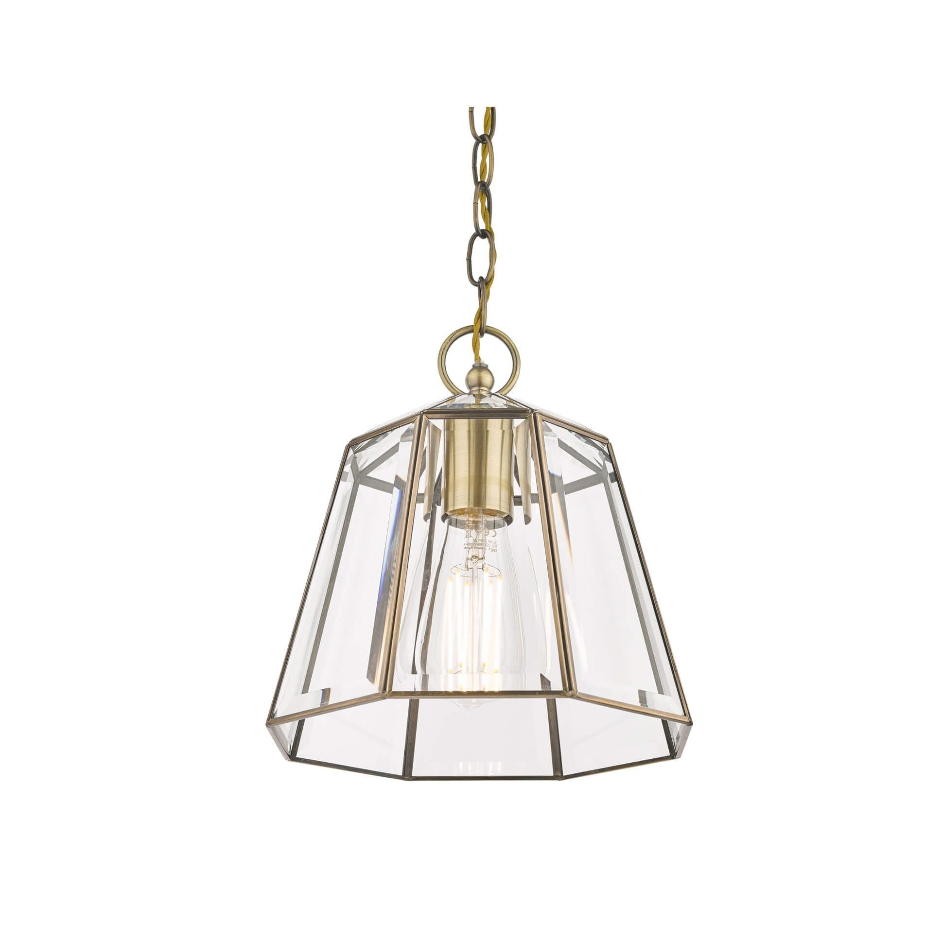 Clayton Pendant- Polished Silver/ Antique Brass Glass