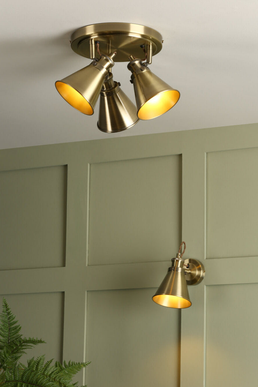 Rufus Single Spotlight Industrial Nickel/Antique Brass E14