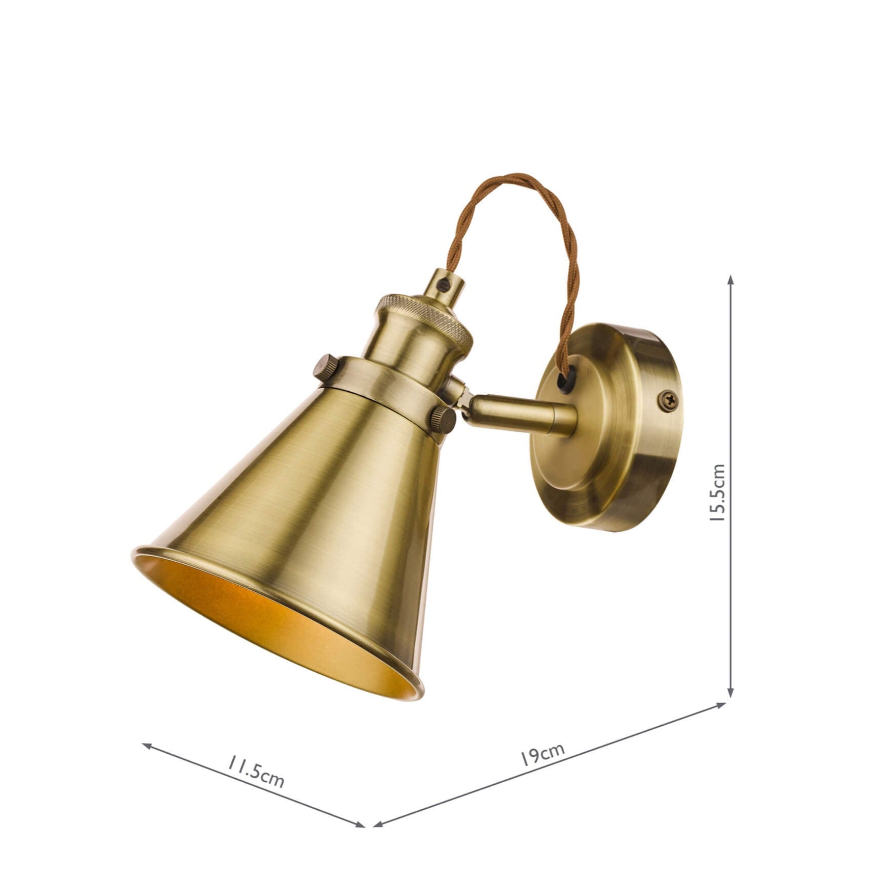 Rufus Single Spotlight Industrial Nickel/Antique Brass E14