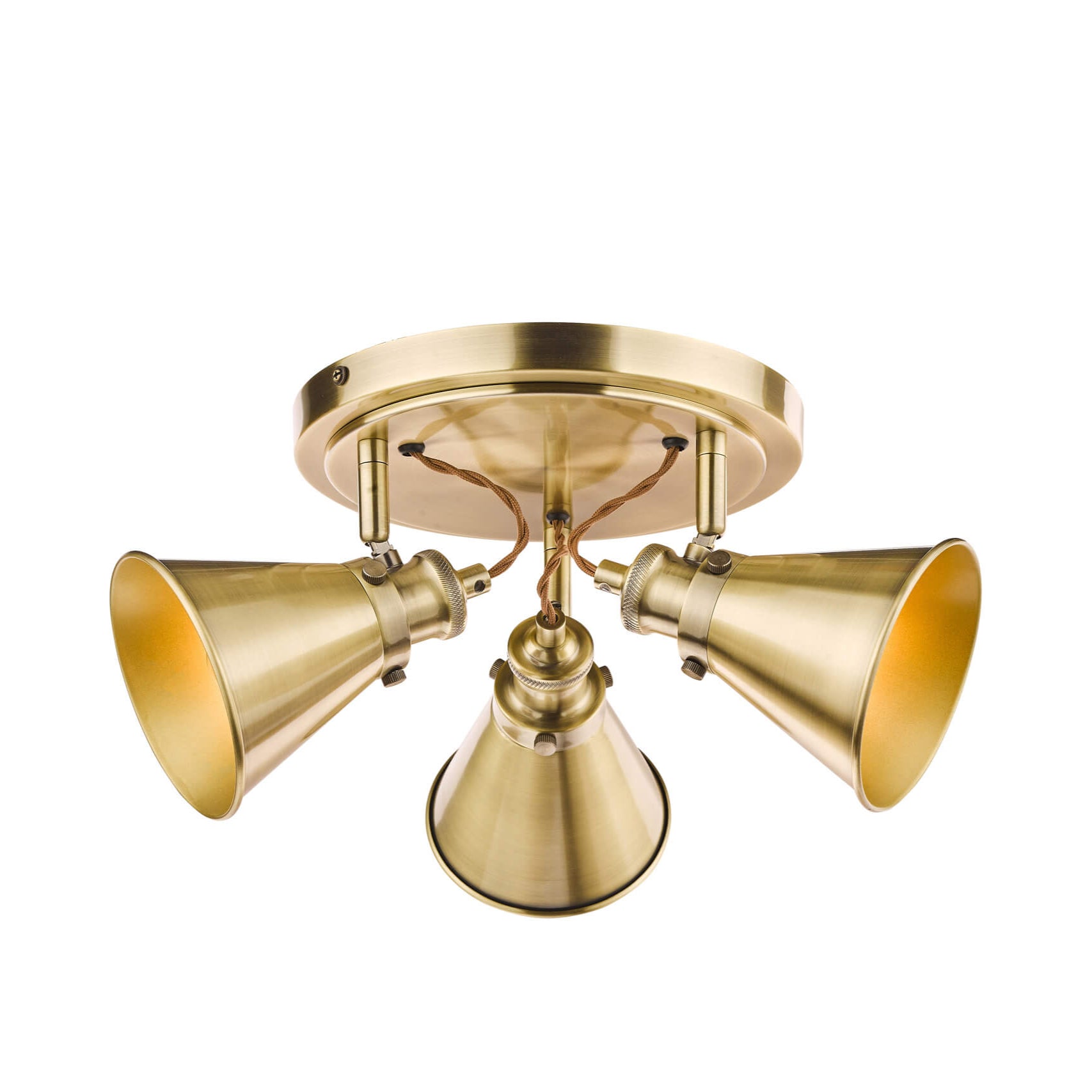 Rufus 3 Light Plate Spotlight Industrial Nickel/Antique Brass E14