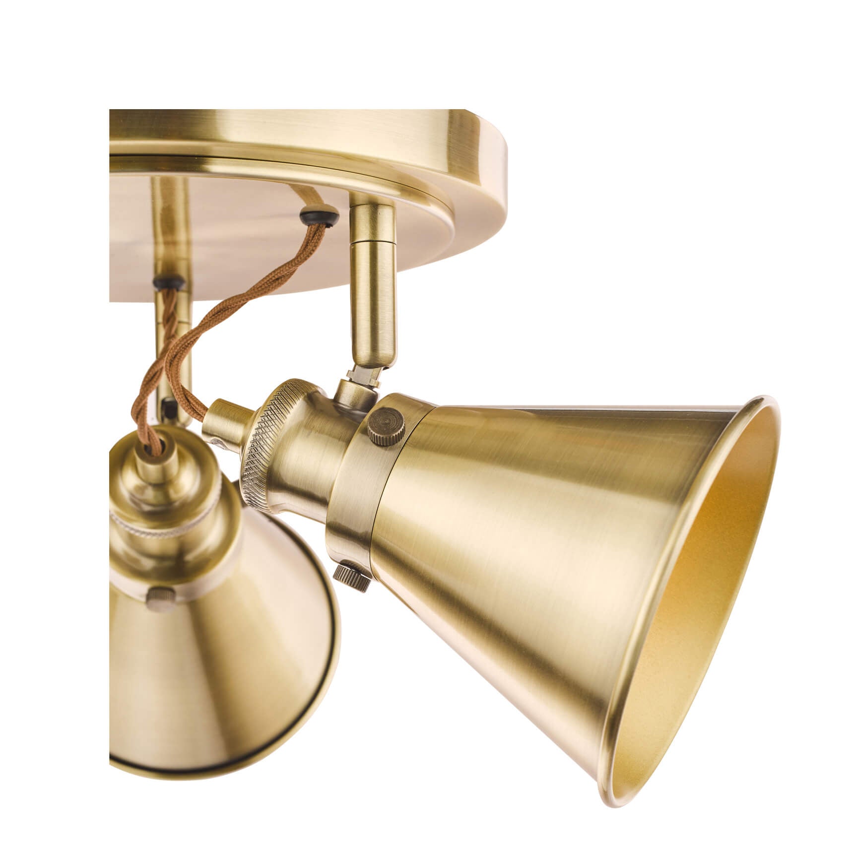 Rufus 3 Light Plate Spotlight Industrial Nickel/Antique Brass E14