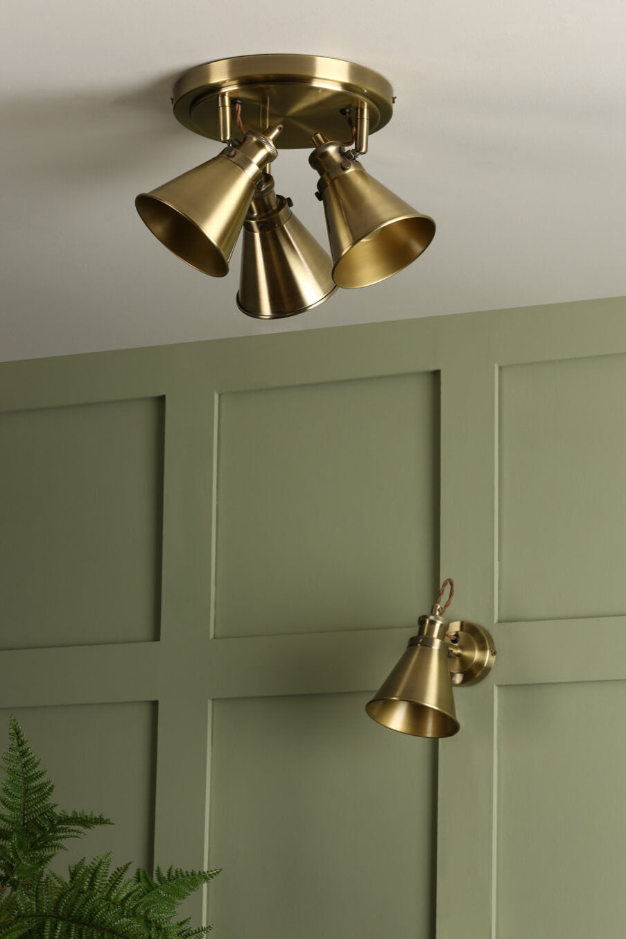 Rufus 3 Light Plate Spotlight Industrial Nickel/Antique Brass E14