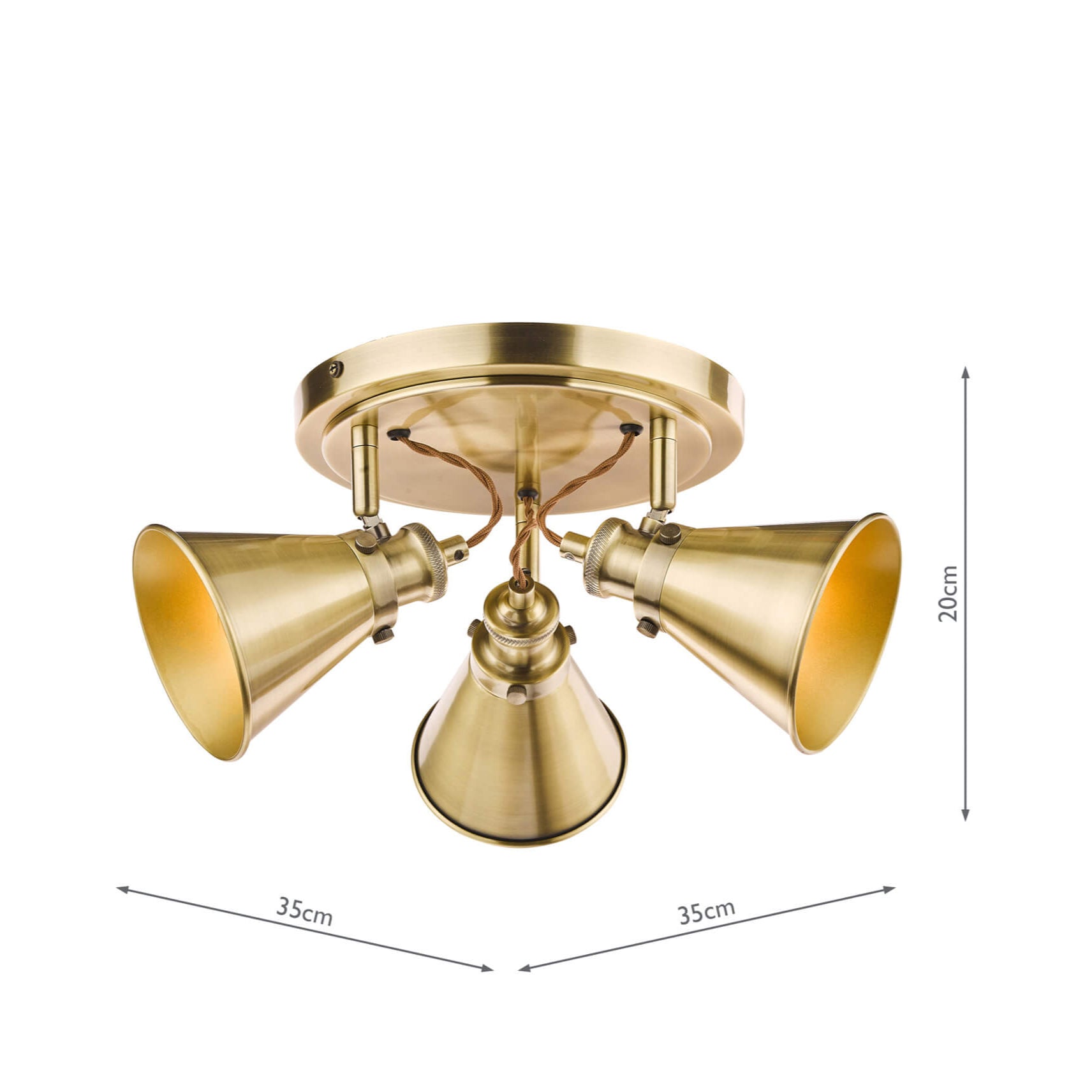 Rufus 3 Light Plate Spotlight Industrial Nickel/Antique Brass E14