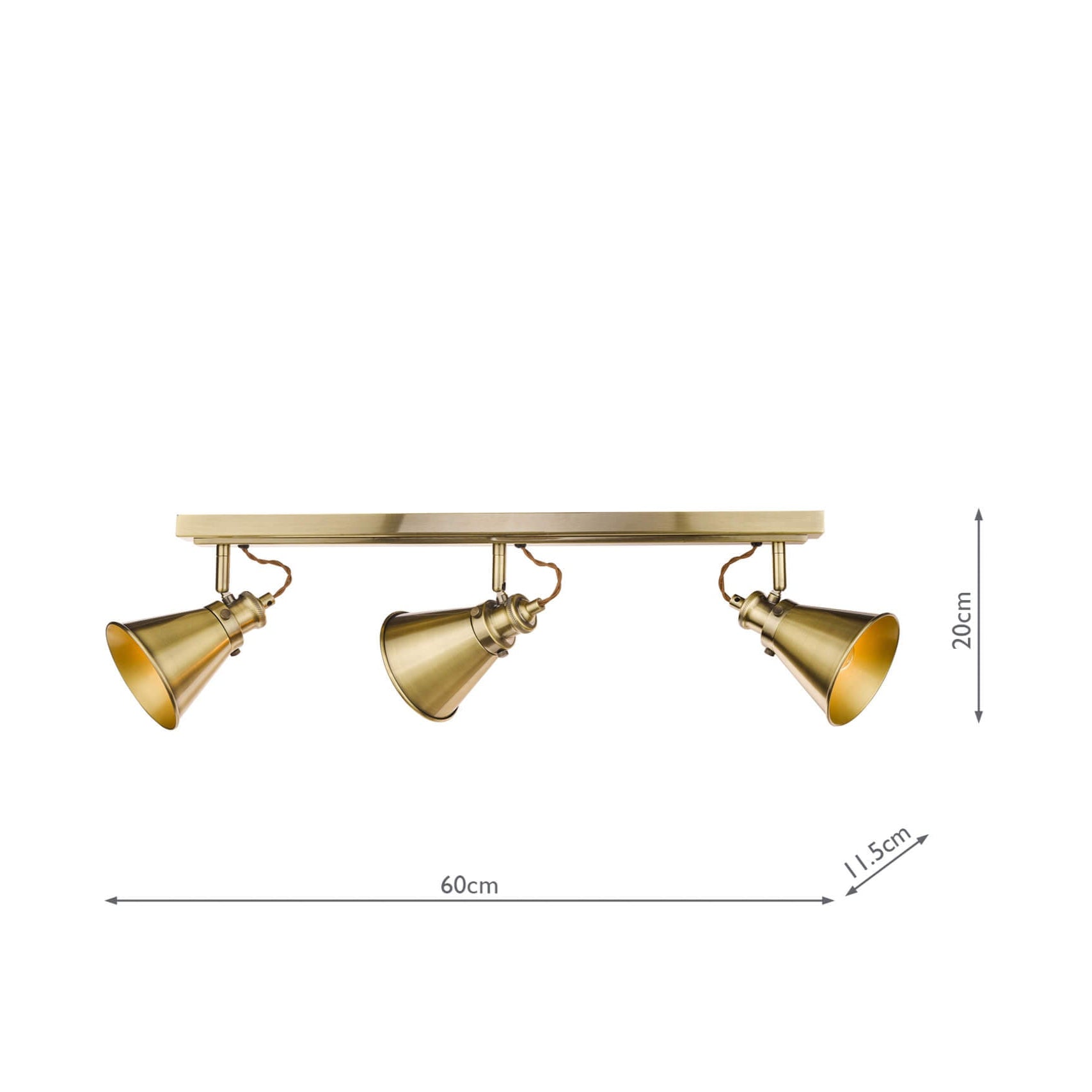 Rufus 3 Light Bar Spotlight Industrial Nickel/Antique Brass E14