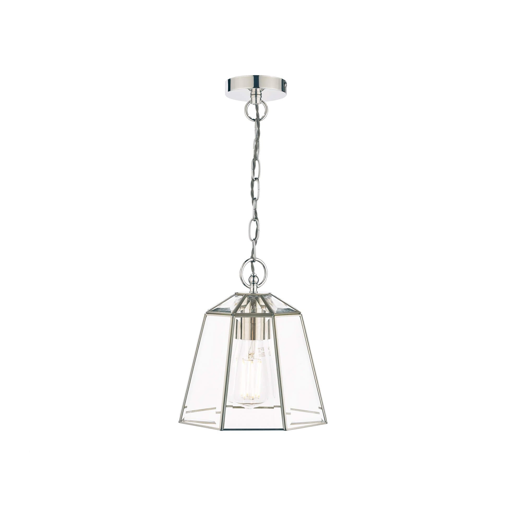 Clayton Pendant- Polished Silver/ Antique Brass Glass