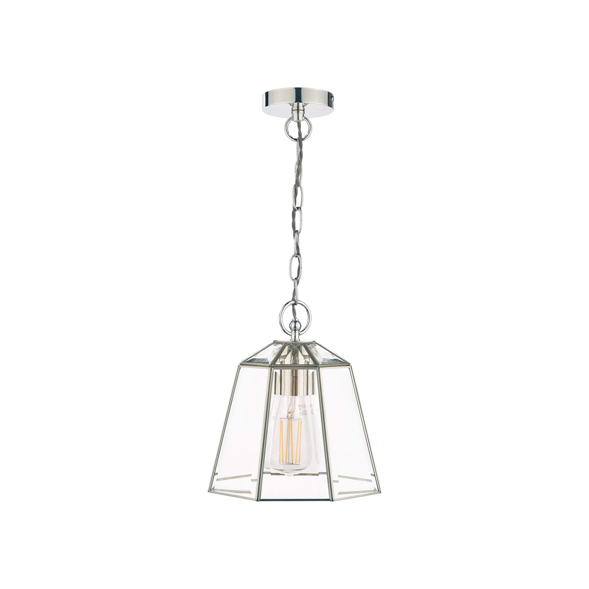 Clayton Pendant- Polished Silver/ Antique Brass Glass