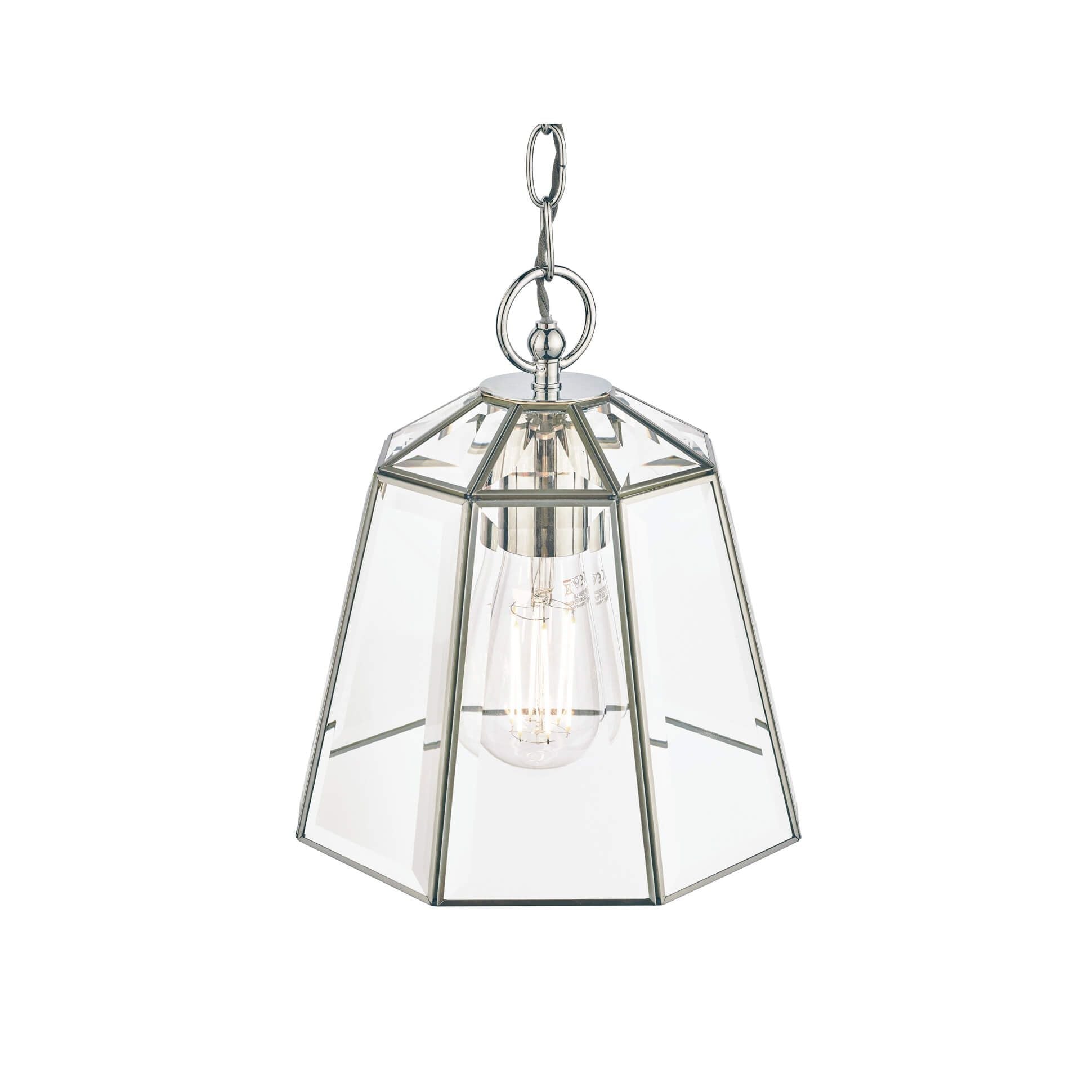 Clayton Pendant- Polished Silver/ Antique Brass Glass