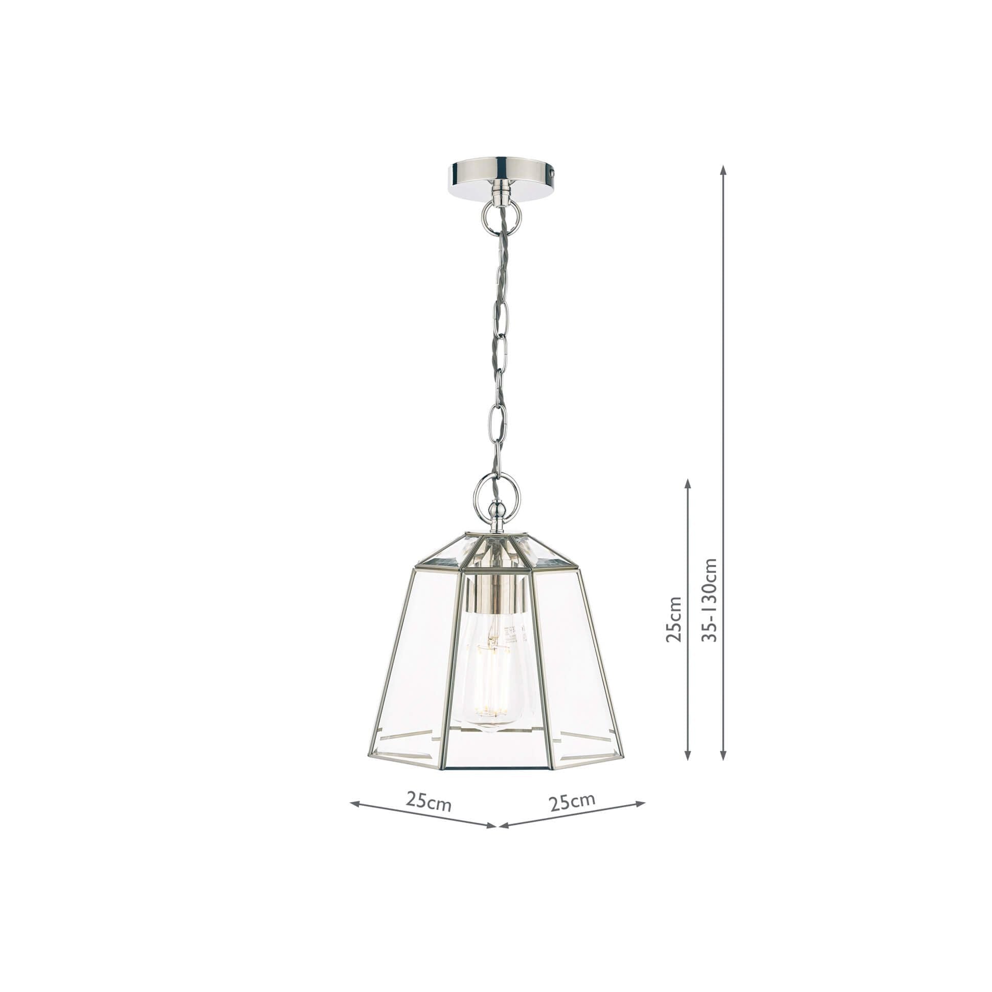 Clayton Pendant- Polished Silver/ Antique Brass Glass