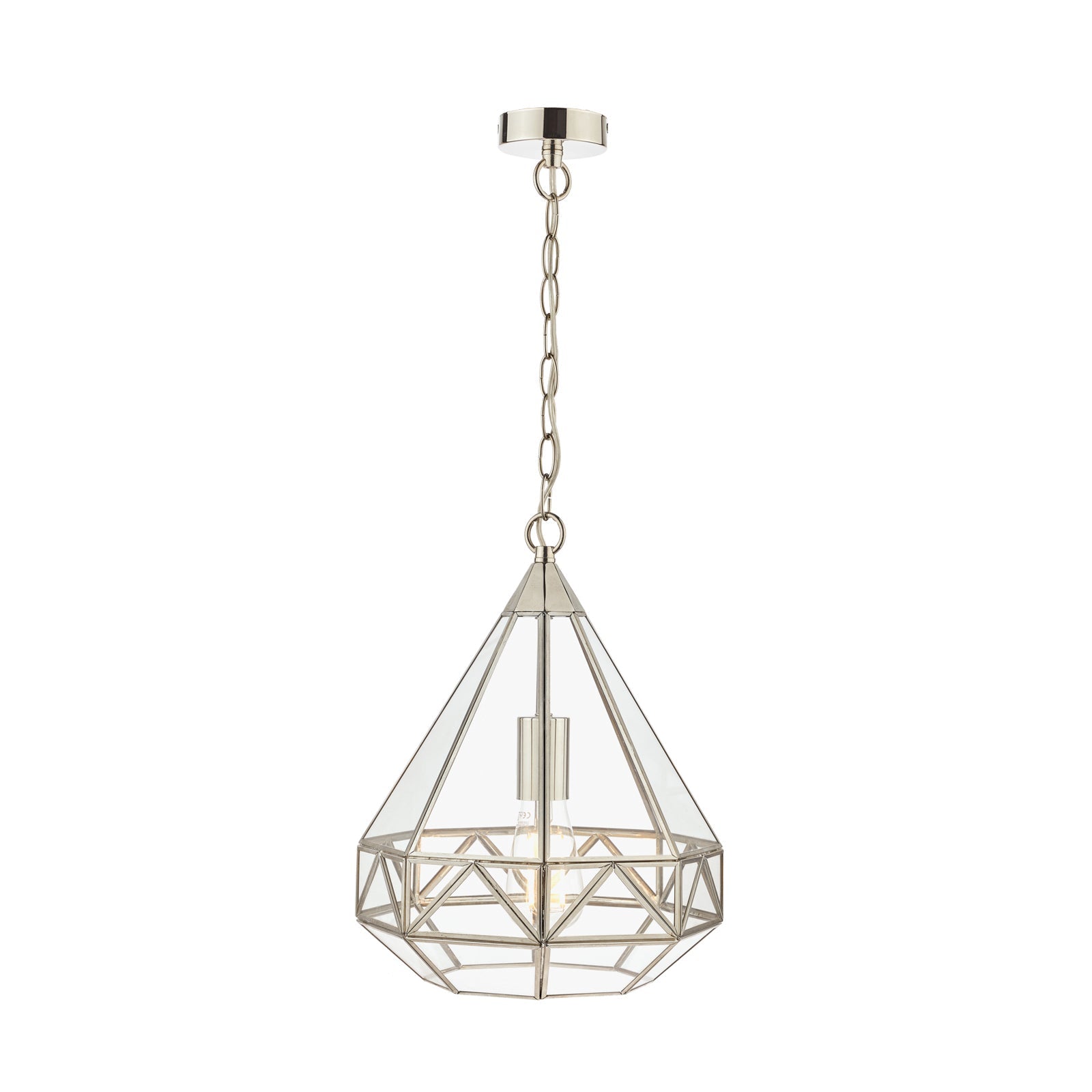 Zaria Pendant Polished Silver/Antique Brass Glass E27
