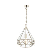 Zaria Pendant Polished Silver/Antique Brass Glass E27