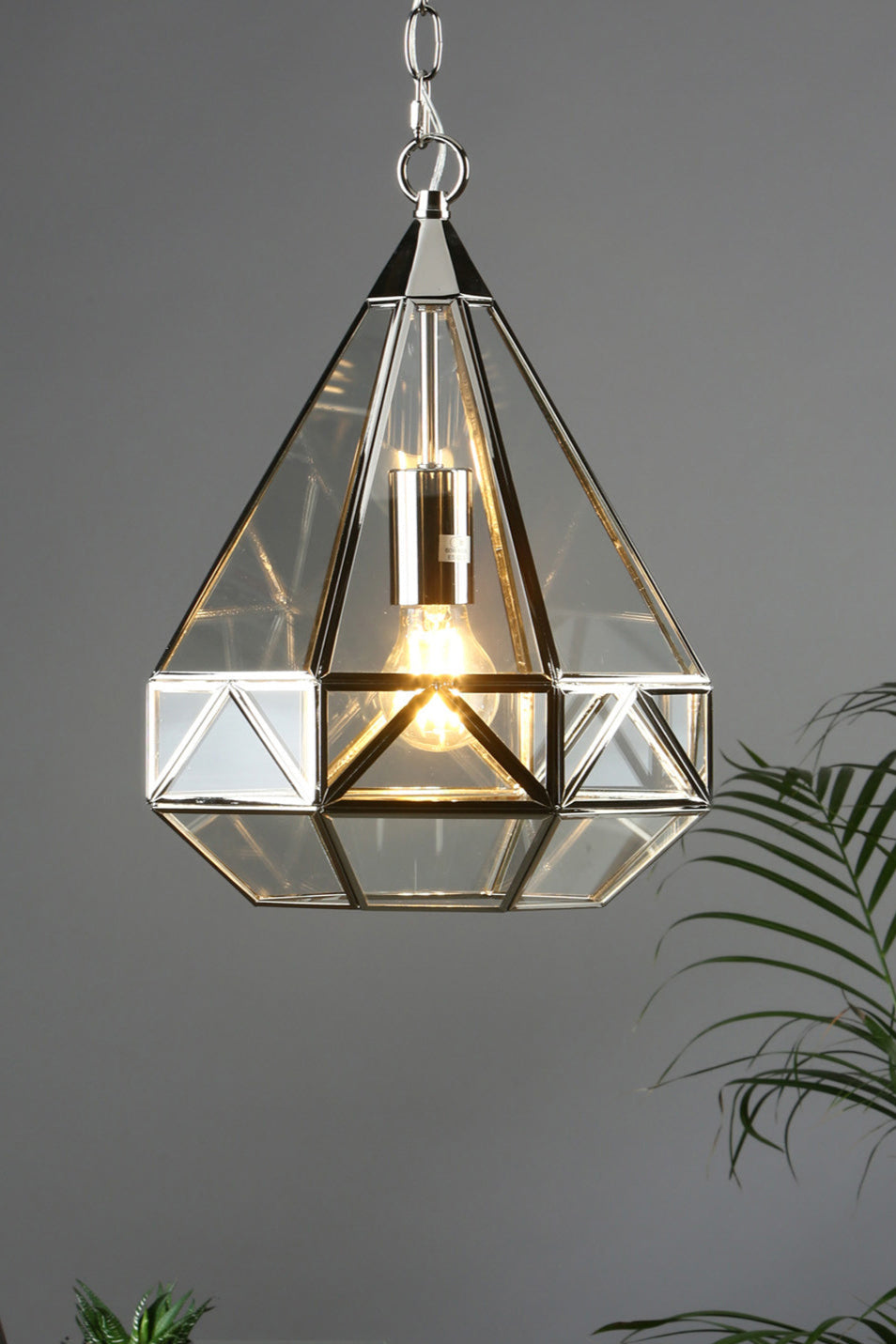 Zaria Pendant Polished Silver/Antique Brass Glass E27