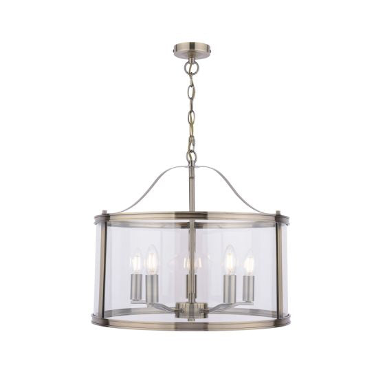 Harrington 3/5 Light Pendant Matt Black and Glass