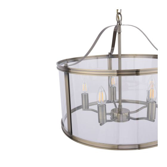 Harrington 3/5 Light Pendant Matt Black and Glass