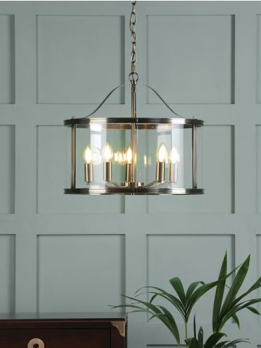 Harrington 3/5 Light Pendant Matt Black and Glass