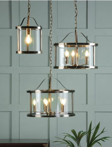Harrington 3/5 Light Pendant Matt Black and Glass