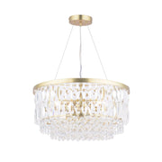 Rhosill 4 Light Pendant Crystal and Antique Brass/ Aged Pewter