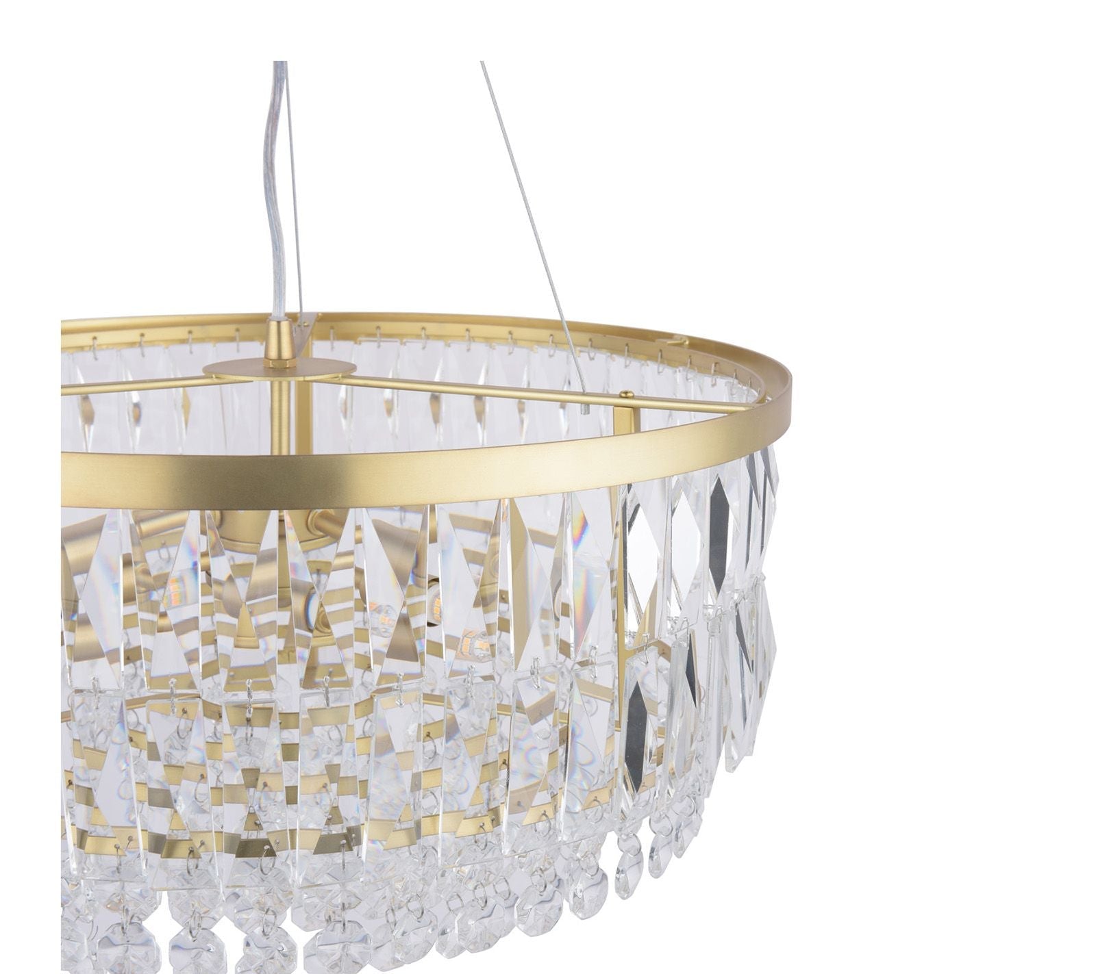 Rhosill 4 Light Pendant Crystal and Antique Brass/ Aged Pewter