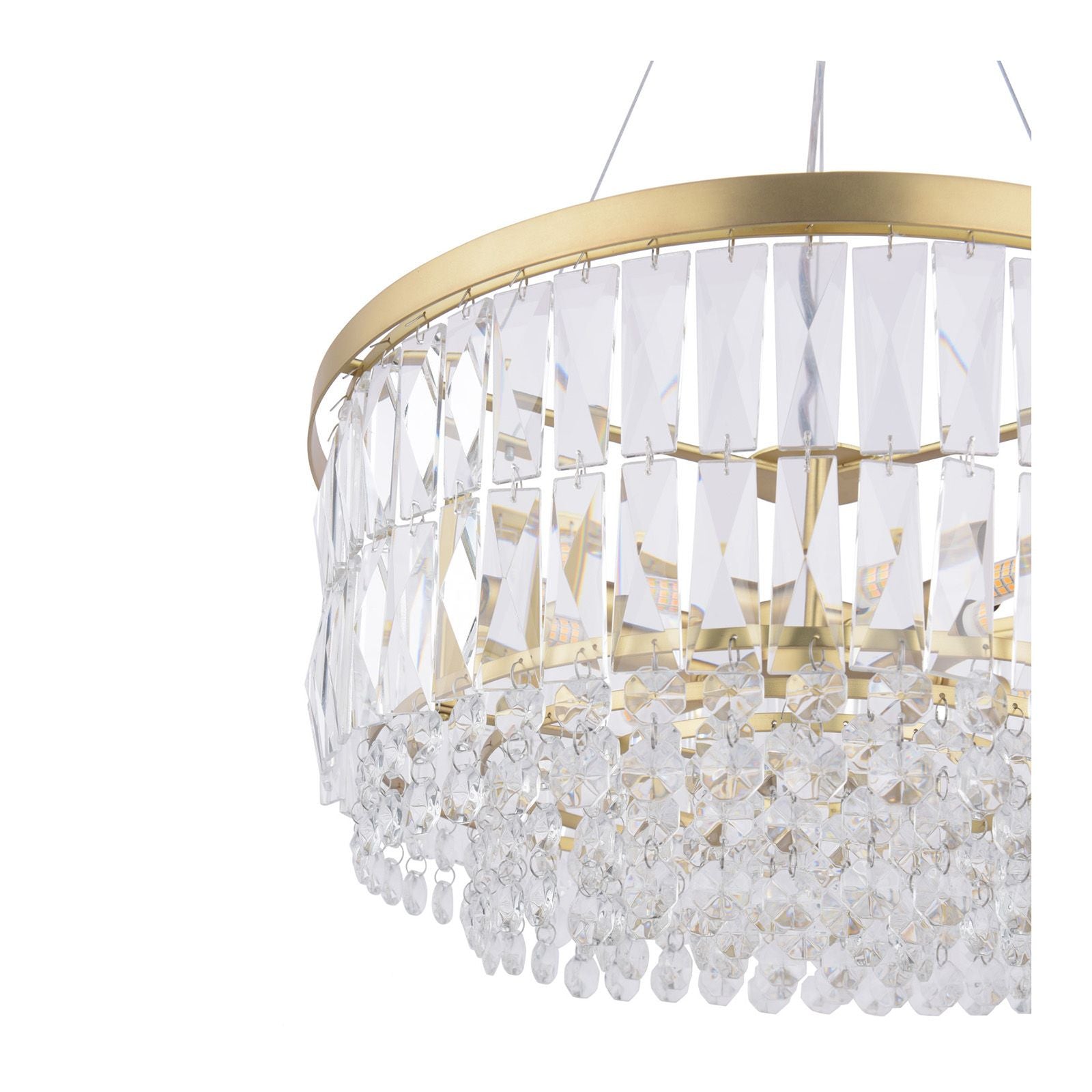 Rhosill 4 Light Pendant Crystal and Antique Brass/ Aged Pewter