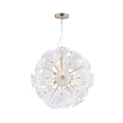 Elwick 6 Light Pendant Textured Glass & Antique Brass