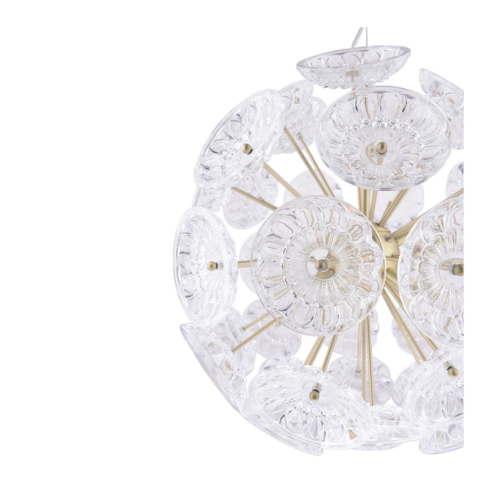 Elwick 6 Light Pendant Textured Glass & Antique Brass