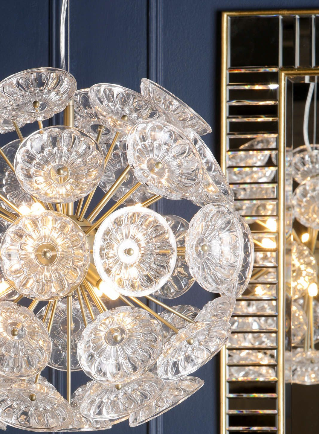 Elwick 6 Light Pendant Textured Glass & Antique Brass