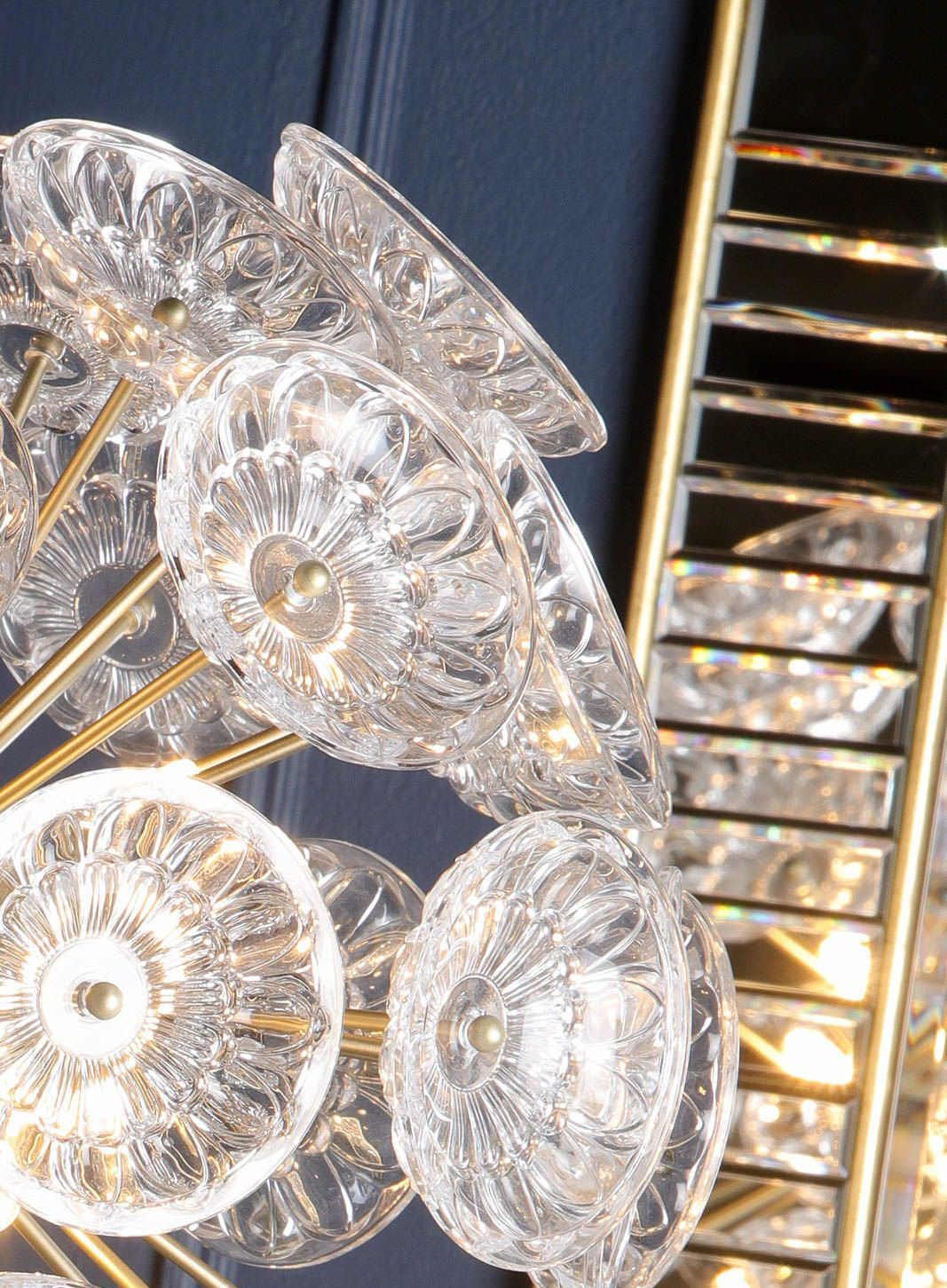 Elwick 6 Light Pendant Textured Glass & Antique Brass