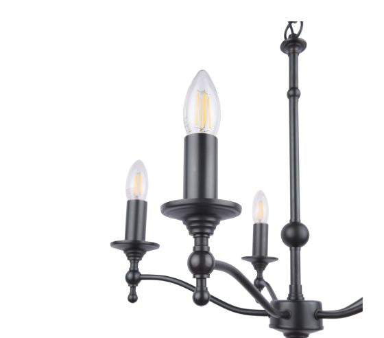 Ludchurch 5 Light Armed Pendant Black/ Matt Antique Brass Fitting Only