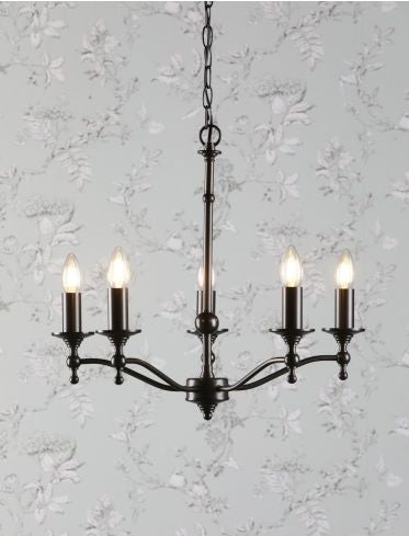 Ludchurch 5 Light Armed Pendant Black/ Matt Antique Brass Fitting Only