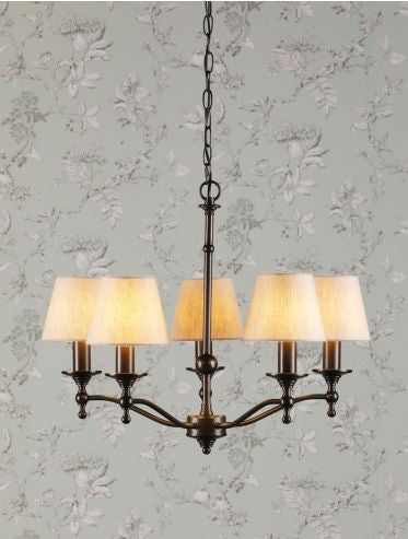 Ludchurch 5 Light Armed Pendant Black/ Matt Antique Brass Fitting Only