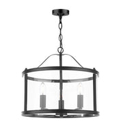 Harrington 3/5 Light Pendant Matt Black and Glass