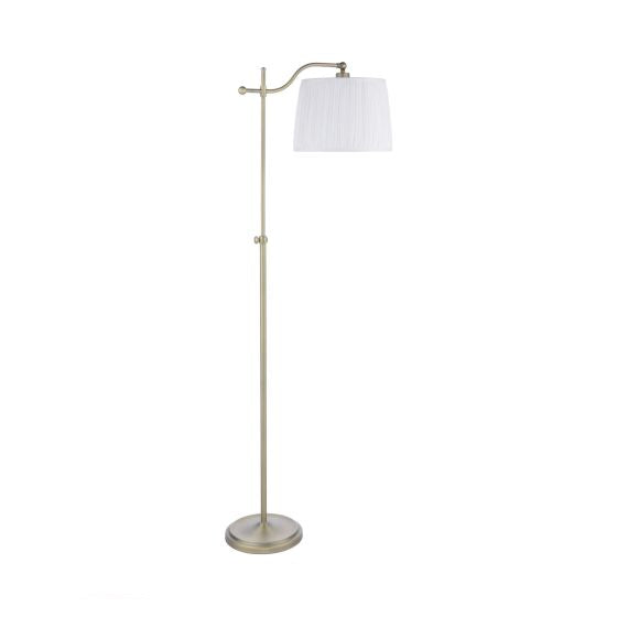 Hemsley Floor Lamp Antique Brass and Ivory With Shade